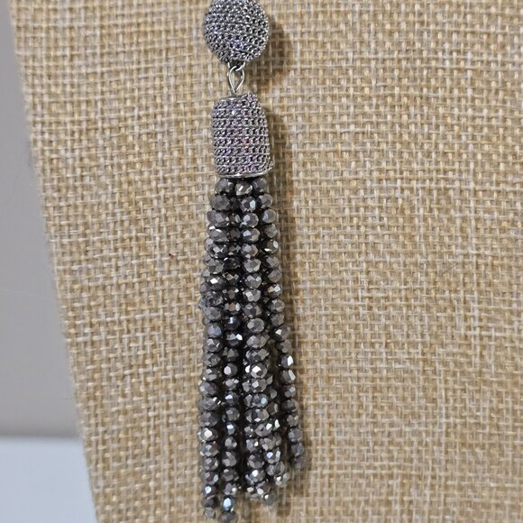 Hematite Tassel and Silver Tone Wrap Necklace - Picture 2 of 3